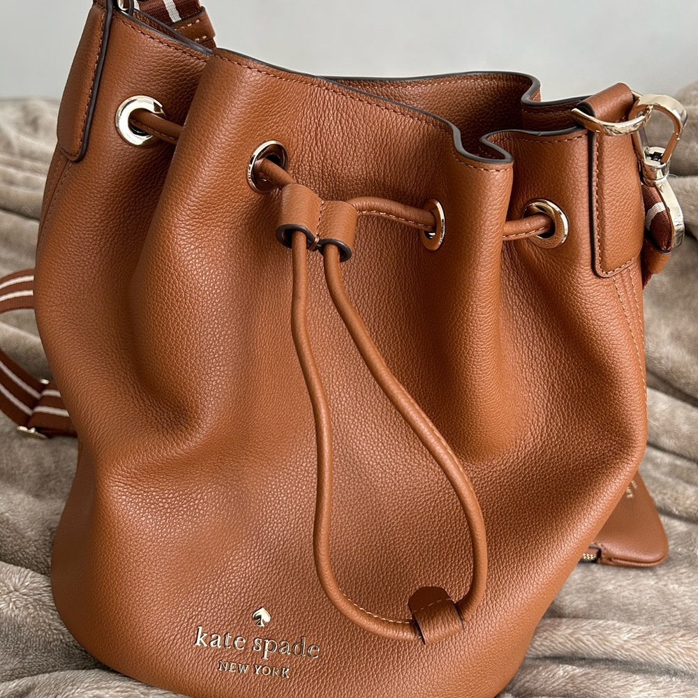 Kate Spade Camel/ Brown Pebbled Leather Rosie Bucket Bag